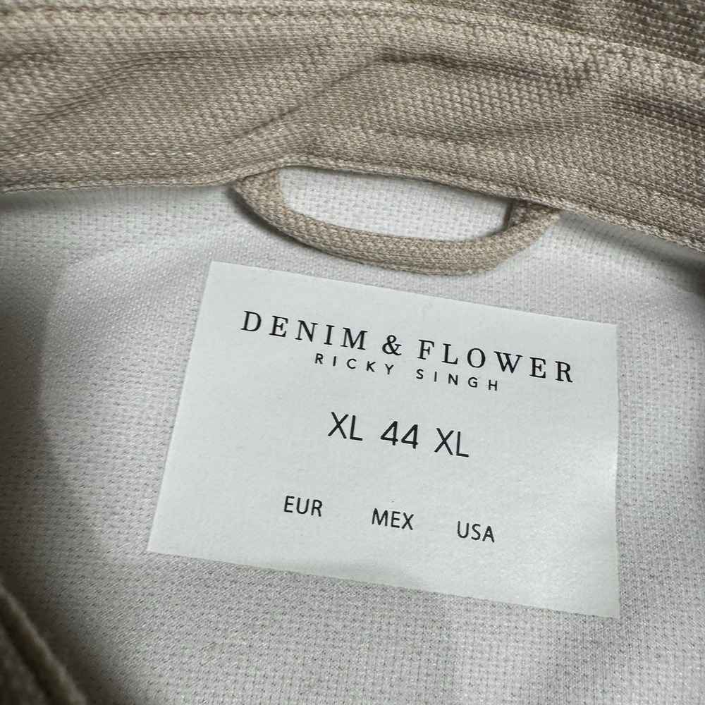 Denim & Flower Ricky Singh Men XL Tan Snap Front LongSleeve Shirt Jacket Shacket - Picture 3 of 3